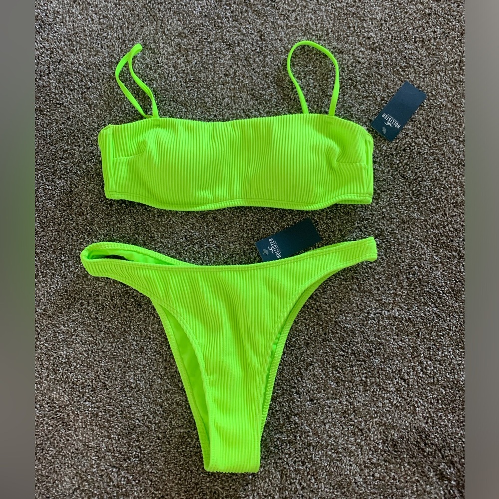 Brand New with Tags - Hollister Neon Green High Leg Cheeky Swim Bottom